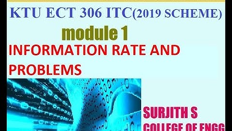 KTU ITC ECT 306  INFORMATION RATE AND PROBLEMS  INFORMATION THEORY AND CODING MODULE 1