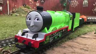 Henry The Green Engine Hauling A Long Goods Train