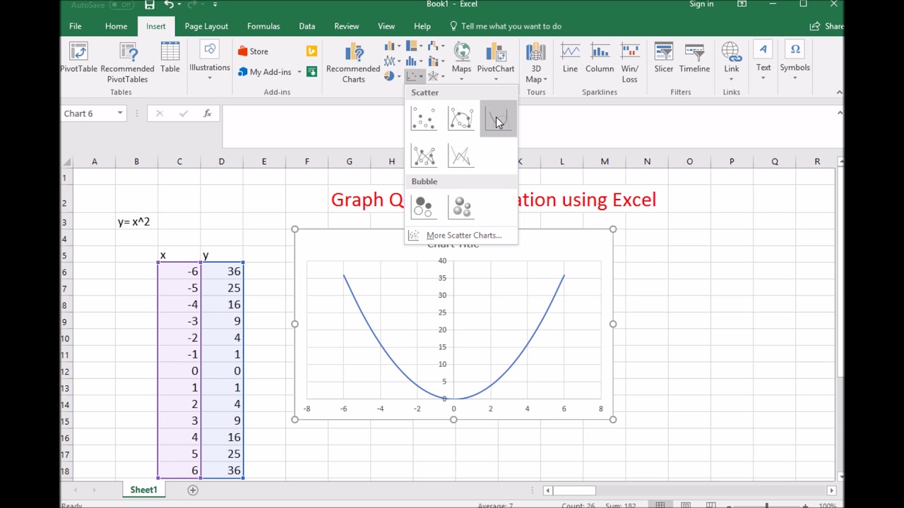 how to graph a quadratic equation using ms excel youtube ggplot2 add vertical line