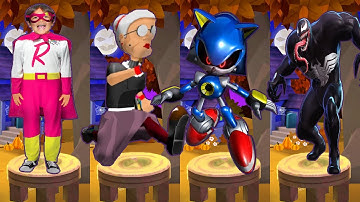 Tag with Ryan vs Sonic Dash vs Super Venom Run vs Angry Gran Run - All Characters Unlocked Gameplay