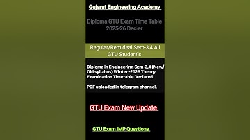 📢GTU Exam Time Table 2025 Decler 📘| Diploma Sem-3,4 Regular& Remedial🔥| New Update💯IMP✅#gtutimetable