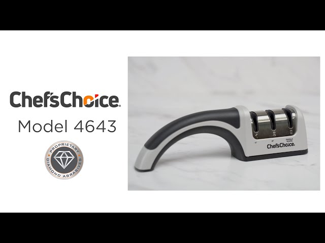  Chef'sChoice 4643 Manual Knife Sharpeners 15 and 20-Degree for  Serrated and Straight Knives Diamond Abrasives, 2-Stage, Gray: Sharpening  Stones: Home & Kitchen