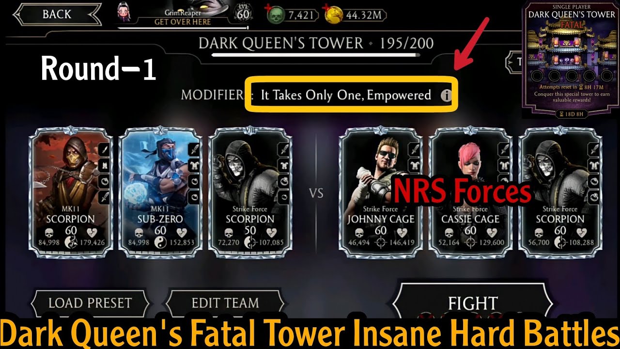 Dark Queen's Fatal Tower Insane Hard Battles .. (NRS Forces)