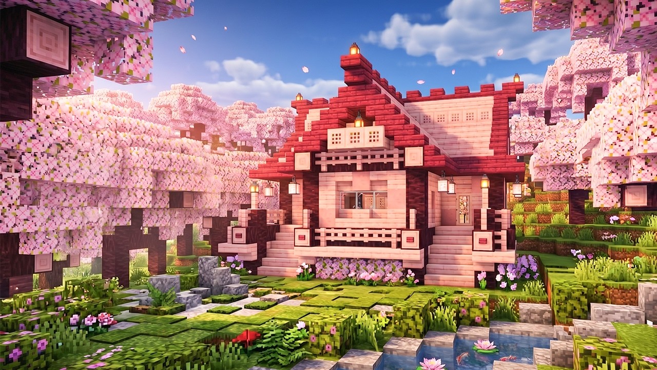 Minecraft Tutorial :: How to Build a Cherry Blossom Survival House 🌸🏡 ...