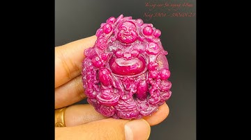 Tượng Đá Ruby Thiên Nhiên Tạc Phật Di Lạc.Tượng Cao 56 ngang 48mm nặng 390 carat