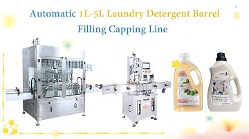 HY| Automatic 1L 5L Laundry Detergent Barrel Filling Capping Line |HYPF=5000S 6+HYXG-4C