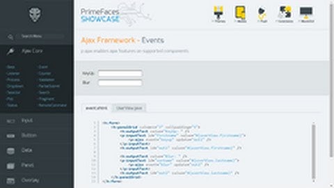 jsf primefaces 5 2 showcase events component integration step by step