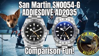 San Martin SN0054-G / ADDIESDIVE AD2035 Automatic vs Quartz Watch Comparison