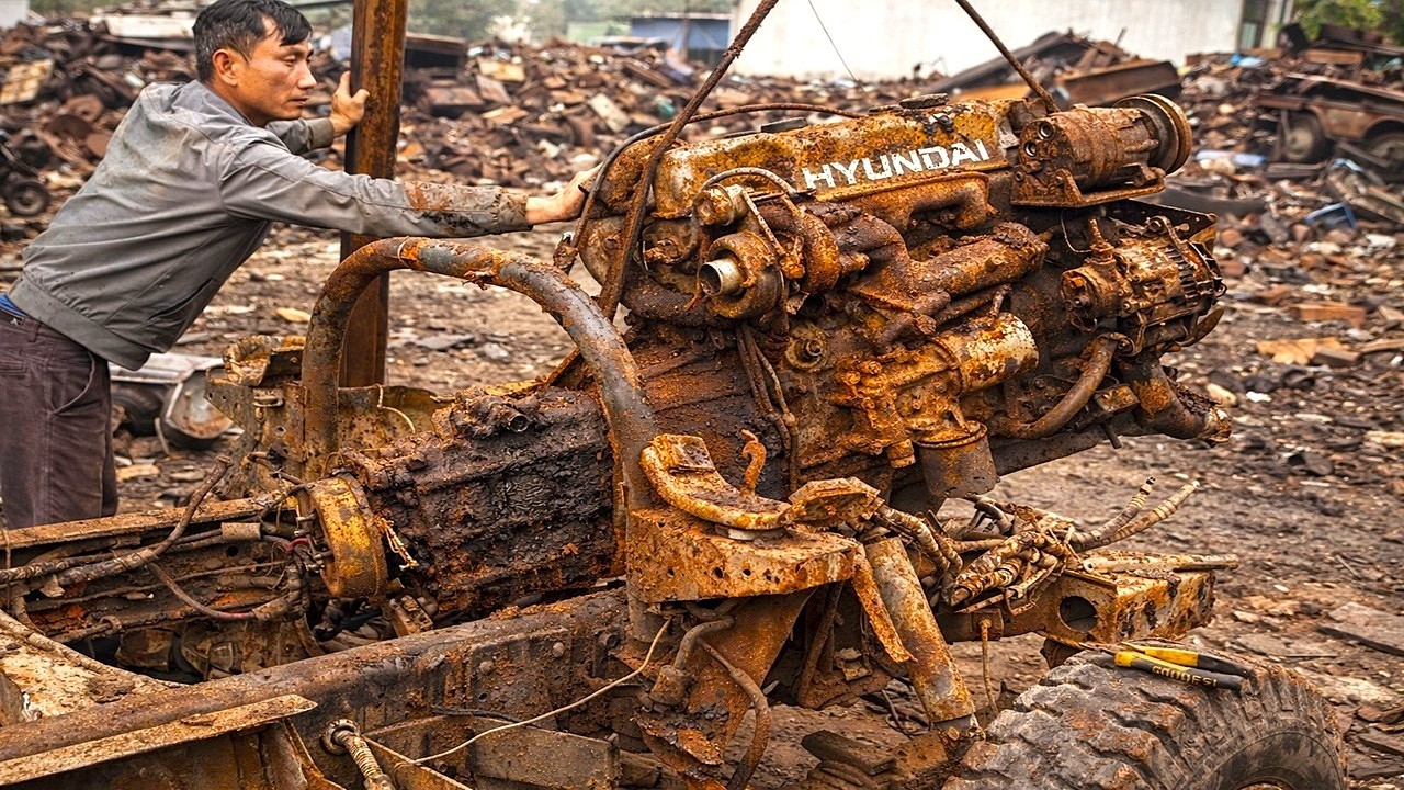 🔧 Hyundai 4-Cylinder Engine Restoration: From Scrap Rust to Like-New Power - Restorations Skills