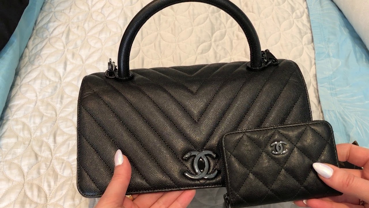 Chanel So Black Chevron Coco Handle Bag