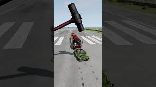 Giant Hammer vs Cars 😱💥 | BeamNG #shorts #crashboompunk #beamngdrive #beamngcrash #hammer #beamng