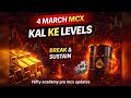 MCX 4 March Trading Plan 🔥 Gold Silver Crude natural gas prediction Important Levels
