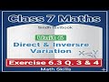Class 7 Maths | Unit 6 Direct & Inverse Variation | Exercise 6.3 Q3 & Q4 | Sindh Textbook