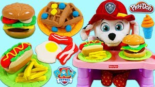 Feeding Baby Marshall Play Doh Breakfast, Hamburger, and More!