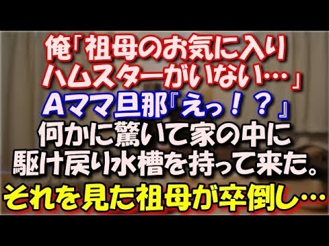 【衝撃】 俺「祖母のお気に入りハムスターがいない…」 Ａママ旦那『えっ！？』 何かに驚いて家の中に駆け戻り水槽を持って来た。 それを見た祖母が卒倒し… スカッと修羅場ラバンダ