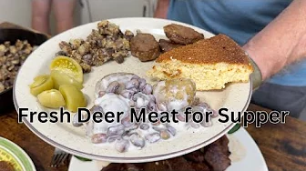 Fresh Deer Meat with Creamed Peas & New Potatoes for Supper