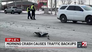 Crash causes traffic backups, lane closures along Illinois Road