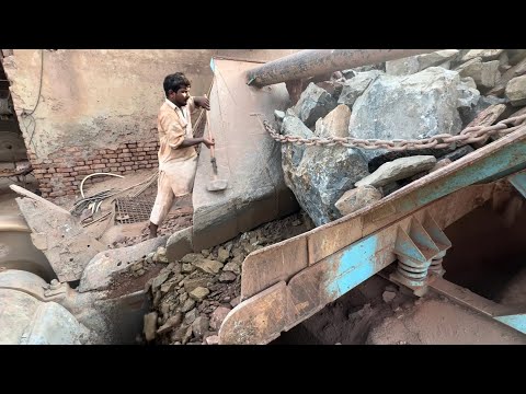 Giant Rocks Stuck on the Conveyor | Workers Break Massive Boulders with Hammers | #automobile #viral