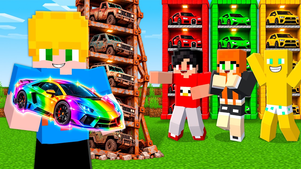 Fingi ser um NOOB e Construí uma Torre Secreta de Carros no Minecraft