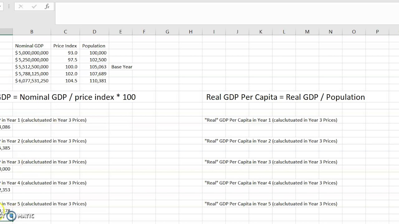 Buckner Real GDP and Real GDP per Capita Calculation Video