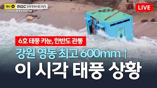 [LIVE] 한반도 관통하는 태풍 '카눈' 동해안 폭우로 600mm ↑, 이 시각 태풍 상황은?