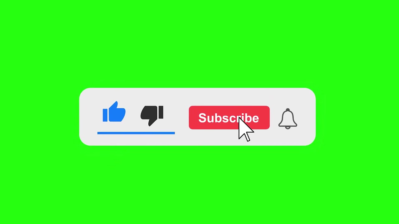 YouTube like subscribe bell icon buttons green screen  End Screen