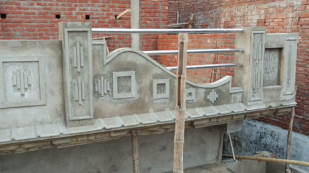 Brick and plaster work parapet design/front elevation design