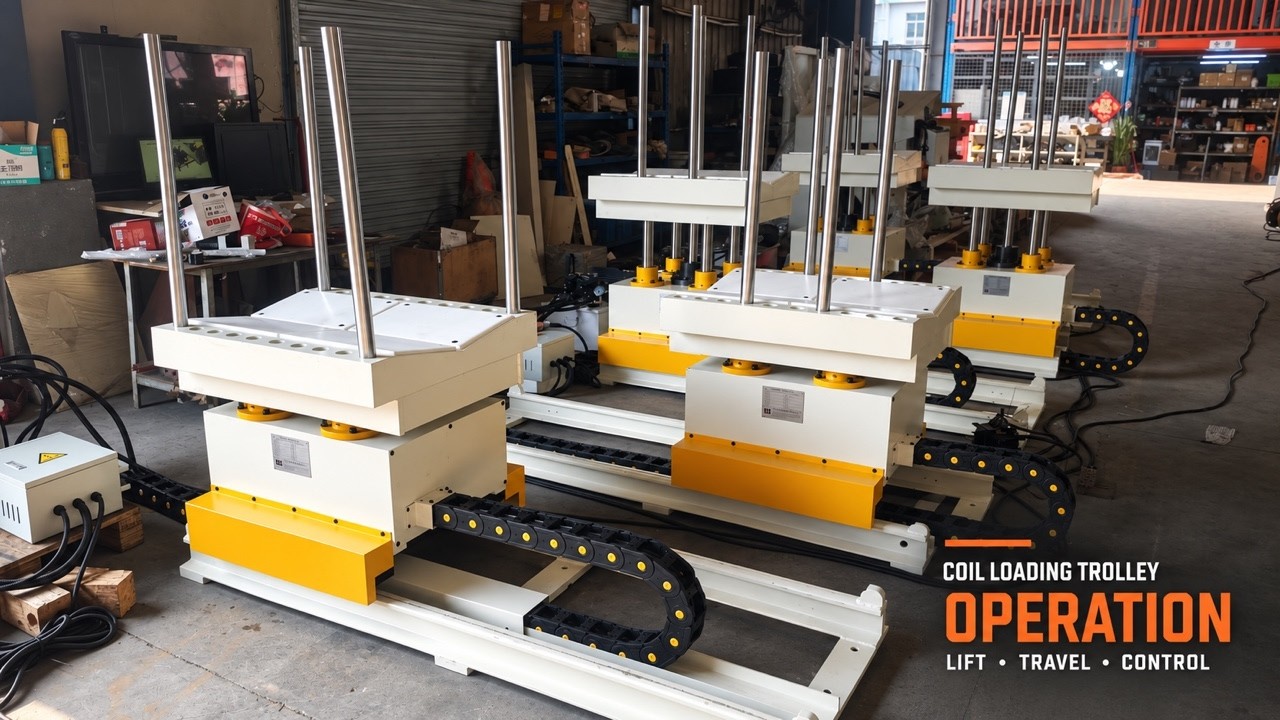 HENLI hydraulic coil loading trolley workshop video
