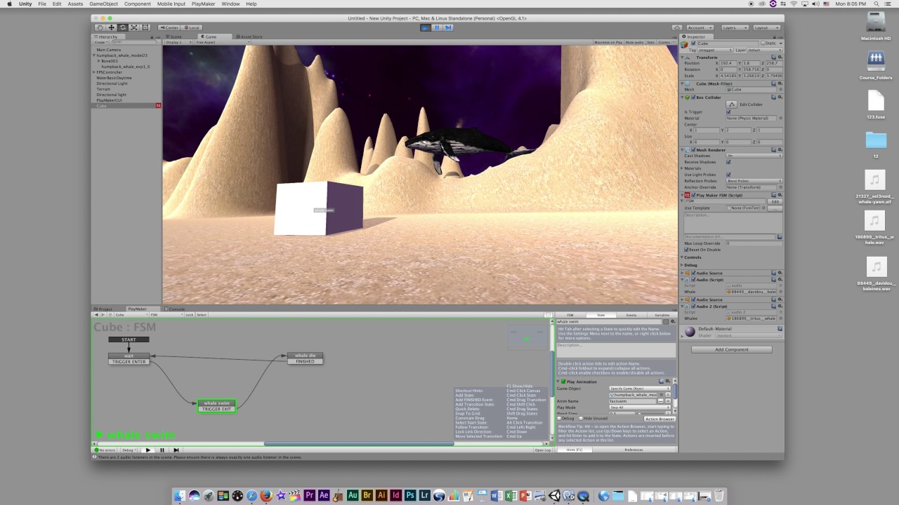 Unity Whale whale playmaker in unity - YouTube