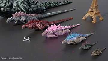 Godzilla Length Size Comparison | 3D Animation Comparison
