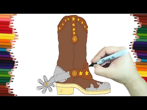 How to draw easily COWBOY BOOTS Step by Step