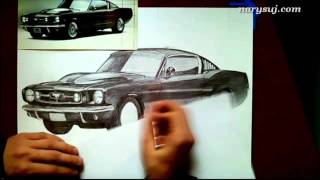 Ford mustang drawing with ballpoint pen #4