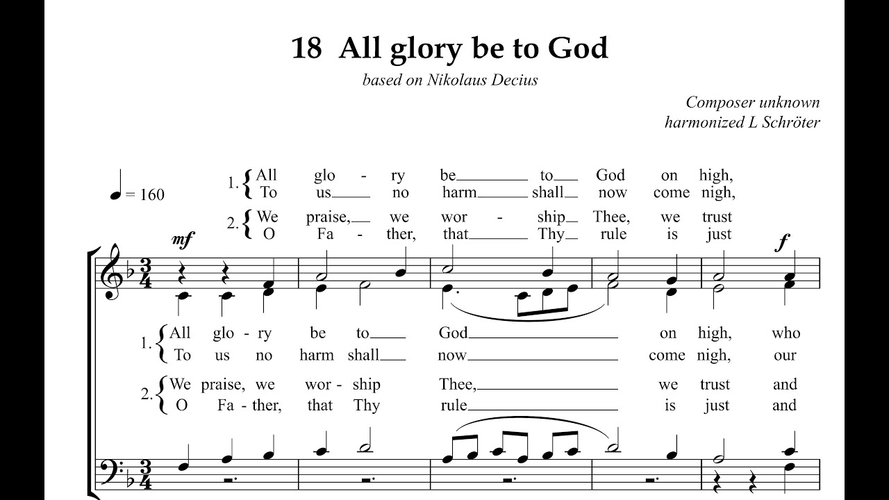 Hymn Collection 018 All glory be to god - YouTube
