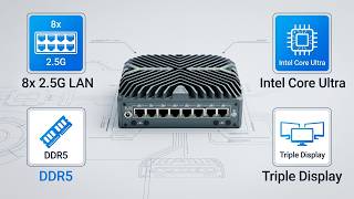 14th Gen 8 Port 2.5GbE Firewall Mini PC – Intel Core Ultra, Dual DDR5, vPro, Triple Display, M.2