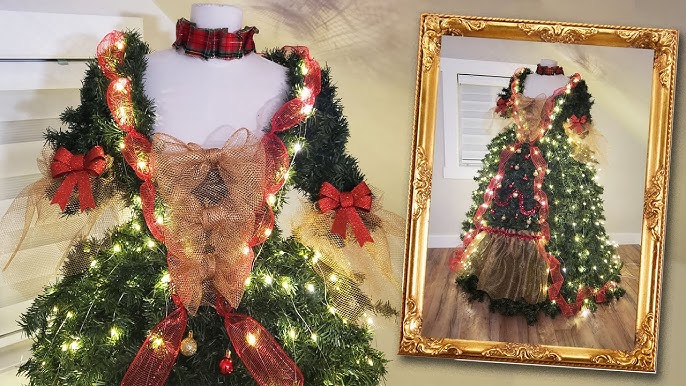 Amazing Dress Form Christmas Trees with White Garland for the Skirt 