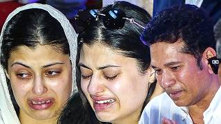Sachin Tendulkar With Wife Anjali Tendulkar At Asha Bhosle Antim Darshan