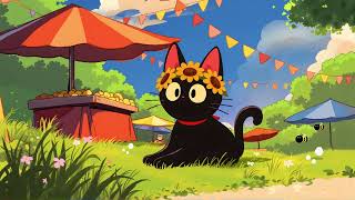 Sunny Market: Lofi Cat with Flower Crown | Soft Music to Relax & Focus #lofimusic #cozybeats screenshot 5