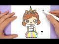 How to Draw a cute Unicorn girl  - Super easy - Happy drawings Unicorn