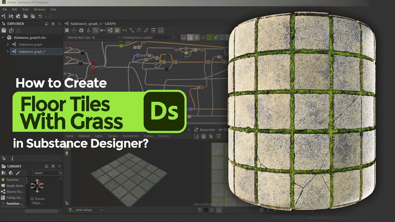 Creating floor tiles with grass tutorial in the Substance Designer ...
