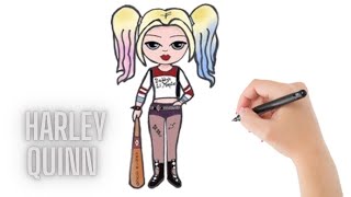 Harley Quinn 2025 Ilustración A Mano Estilo Visual Compacto