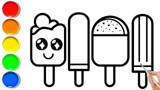 how to draw rainbow ice cream easy for kids / step by step rainbow ice cream drawing🍨