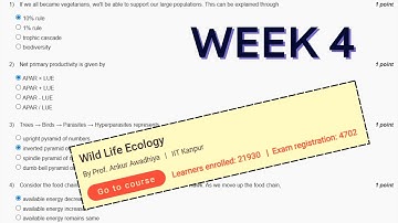 Wild Life Ecology Week 4 Assignment Answers || Assignment 4 || NPTEL || Aug 2025