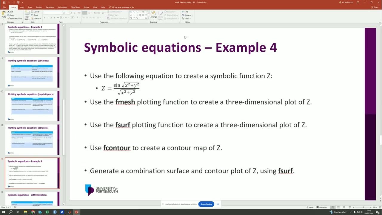 Symbolic functions in matlab - solving and plotting functions - YouTube