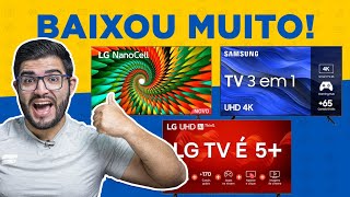 BAIXOU! Melhores Smart TV's com ÓTIMOS PREÇOS! LG NanoCell, TCL QLED, LG 5 em 1 e Samsung 3 em 1