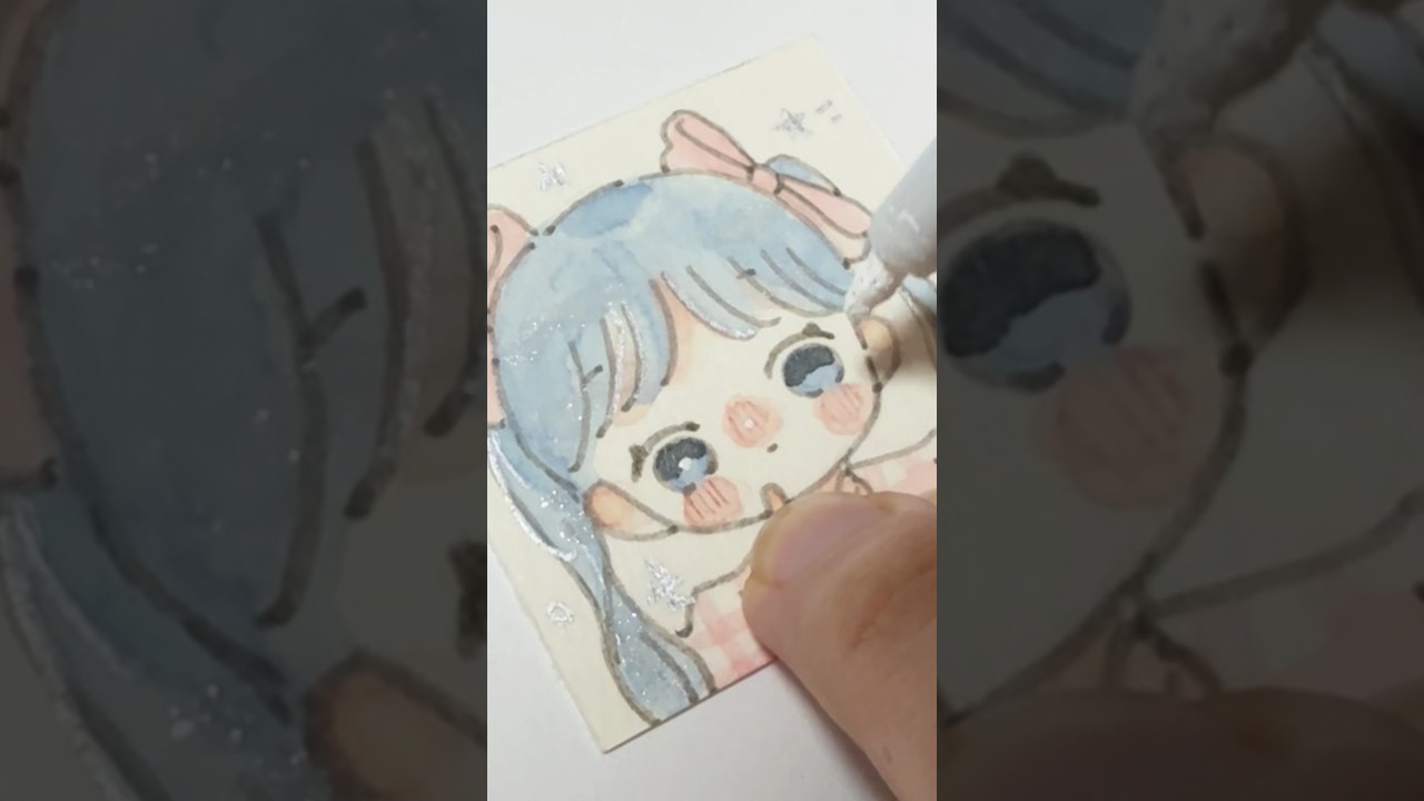 原画キーホルダー🩵 #アナログイラスト #透明水彩 #イラスト - YouTube