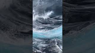 Stormy Ocean Resin Art Piece With Textured Waves