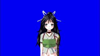 ✔️GREEN SCREEN EFFECTS: Kawaii Anime Girl Black Hair