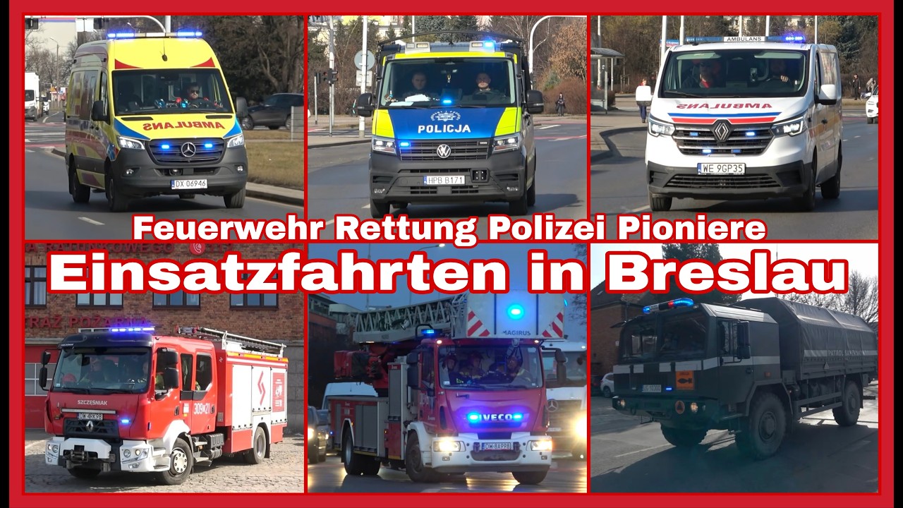🚨BRESLAU🔊Über 20 Minuten EINSATZFAHRTEN🚒Feuerwehr🚑Rettung🚑Polizei🚓Pionierpatrouille🚨
