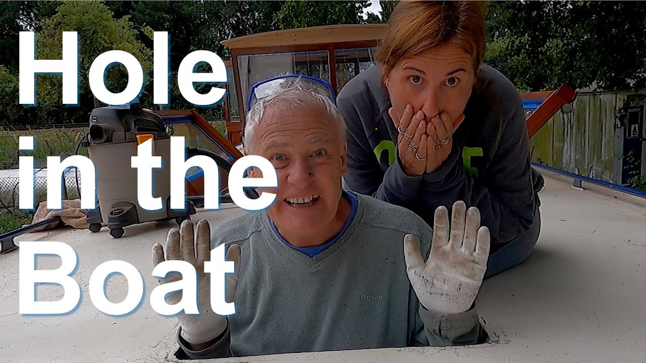 BARGE BUILD.  CUT a BIG HOLE in the Boat. Building a hatch from scratch! Sailing Ocean Fox Ep 181