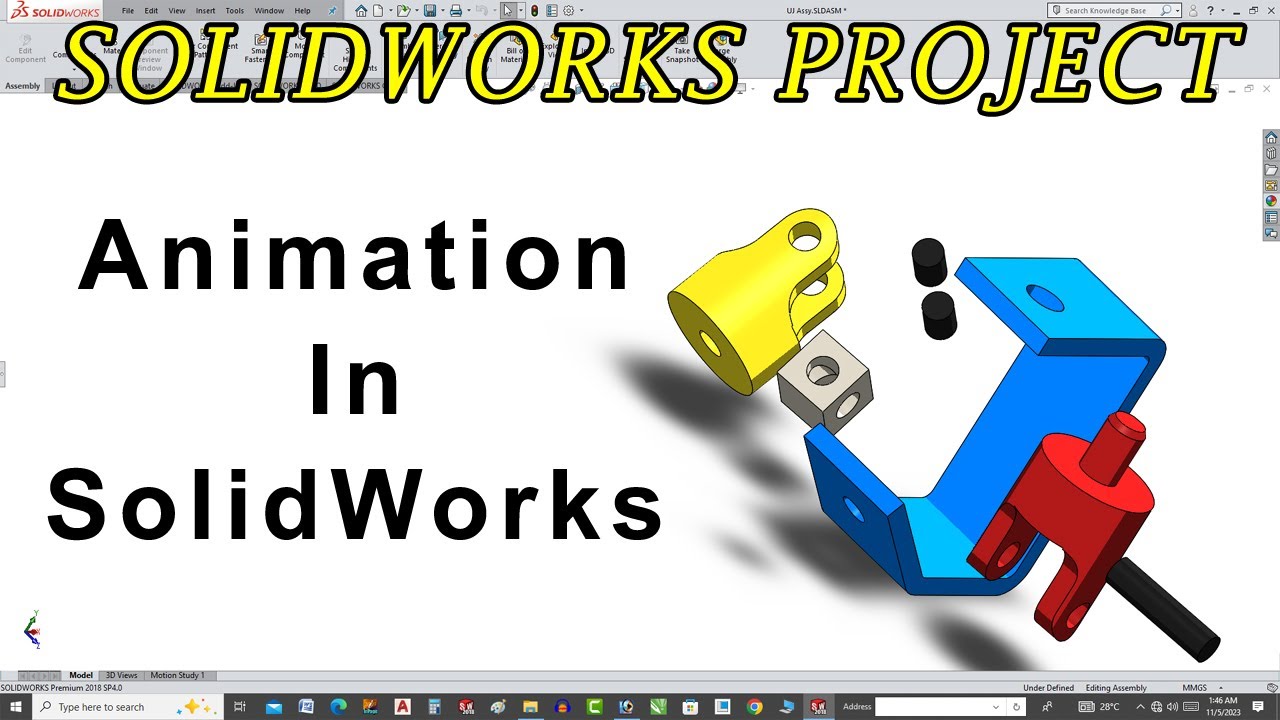 Universal Joint Assembly Animation In SolidWorks Tutorial In Hindi/Urdu ...